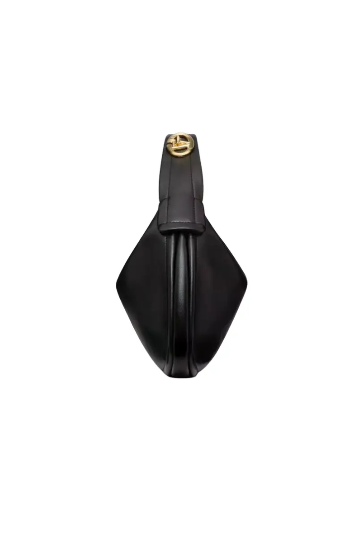 Valentino Garavani Ruffle Hobo Leather Bag In Black