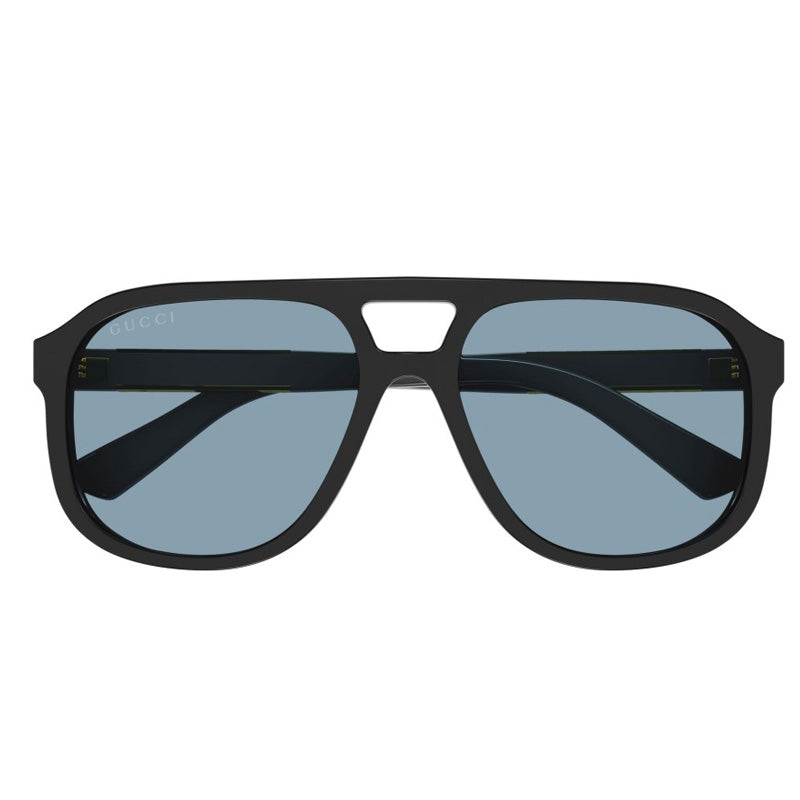 Gucci Aviator Full Rim, with a Black frame and Blue lens.