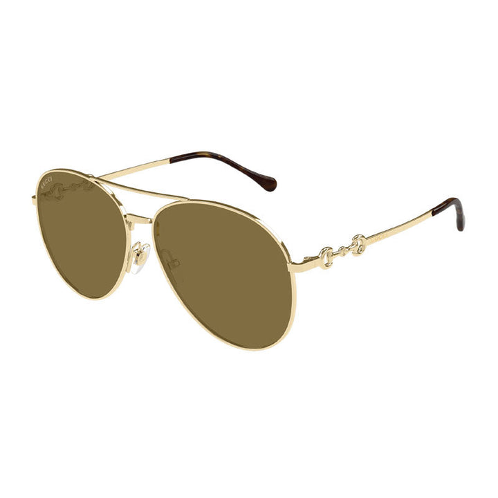 Gucci Sunglasses Aviator Full Rim, Gold Frame and Brown Lens GG1698S002