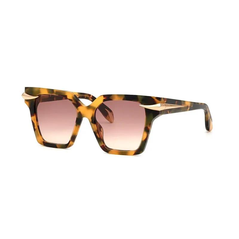 Roberto Cavalli Sunglasses Square Full Rim, Vintage Havana Frame And Brown Gradient Lens