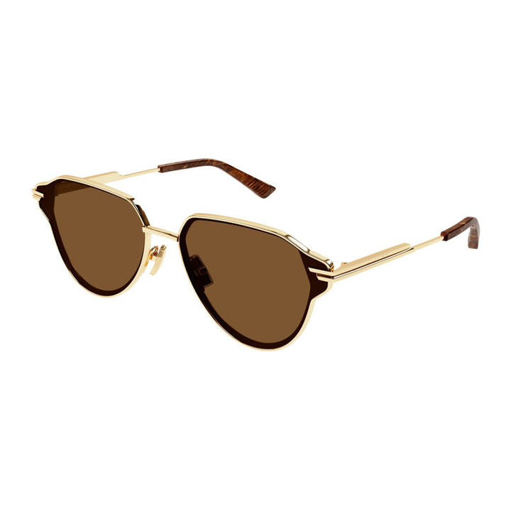 Bottega Veneta Sunglasses Square Full Rim, Gold Frame and Brown Lens BV1271S002
