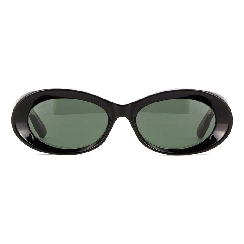 Gucci Oval Full Rim, with a Black frame and Grey lens.