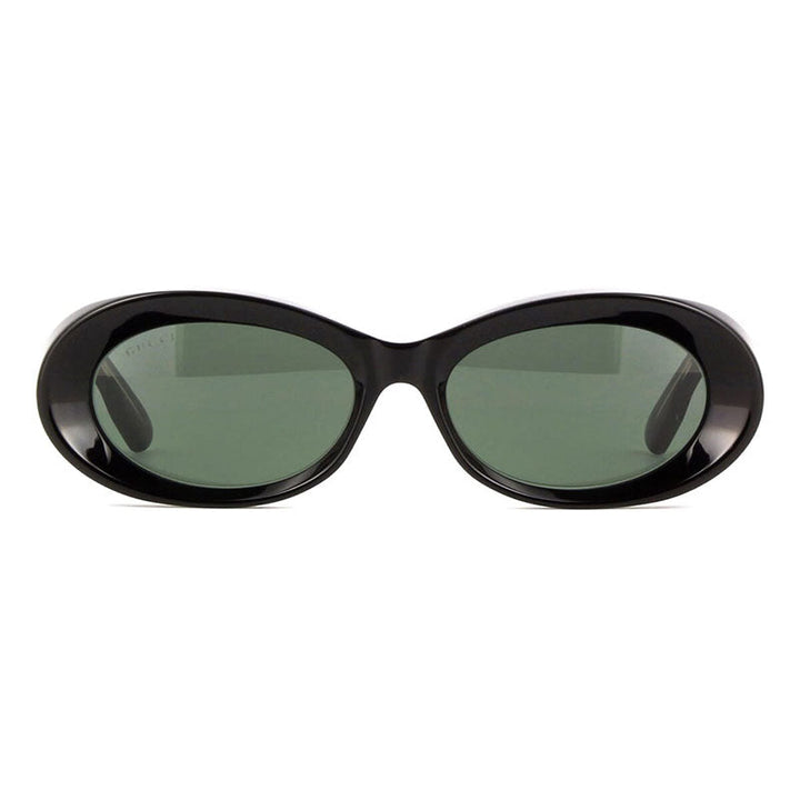 Gucci Oval Full Rim, with a Black frame and Grey lens.
