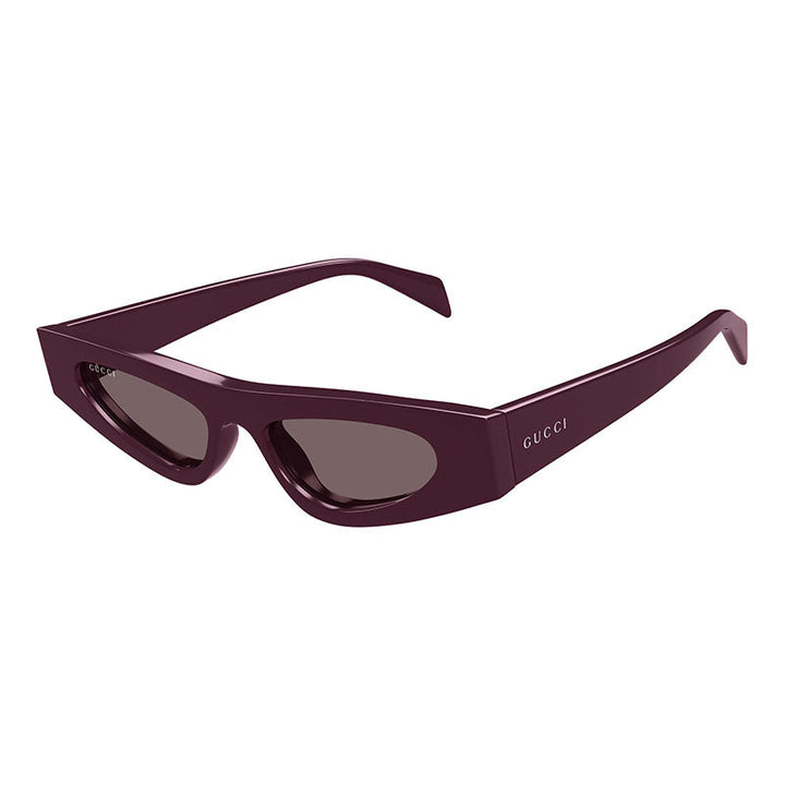 Gucci Cat Eye Full Rim, with a Purple Brown frame and Solid Plum lens.