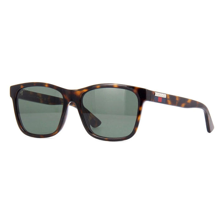 Gucci Sunglasses Rectangle Full Rim, Havana Frame and Green Lens GG0746S003