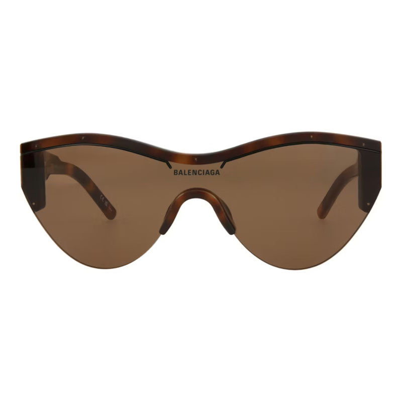 Balenciaga Sunglasses Shield Semi Rim, Shiny Medium Havana Frame and Brown Lens BB0004S007