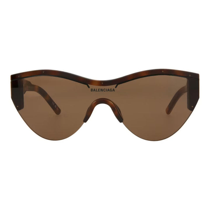 Balenciaga Sunglasses Shield Semi Rim, Shiny Medium Havana Frame and Brown Lens BB0004S007