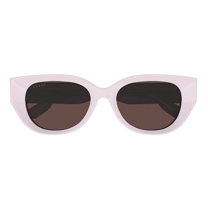 Gucci Cat Eye Full Rim, with a Pink frame and Brown lens.