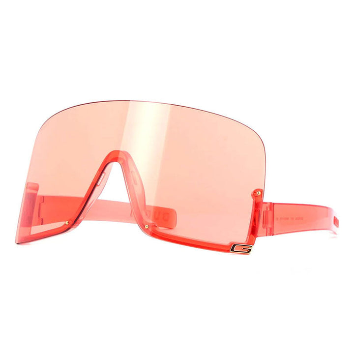 Gucci Sunglasses Shield Semi Rim, Transparent Red Frame and Light Red Lens GG1631S001