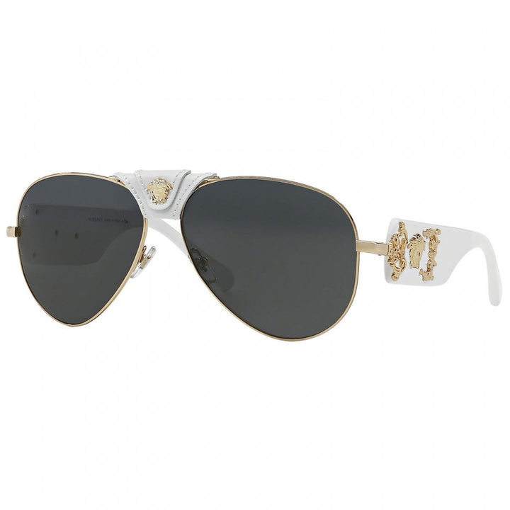Versace Aviator Full Rim, with a White frame and Dark Grey lens.