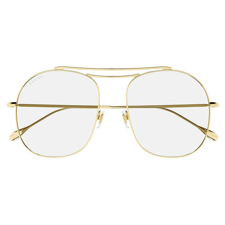 Gucci Sunglasses Aviator Full Rim, Yellow Gold Frame and Transparent Lens GG1479S001