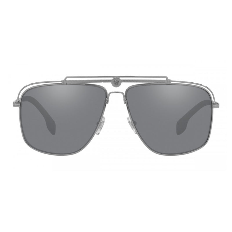Versace Aviator Full Rim, with a Gunmetal frame and Light Grey Mirrored Black lens.