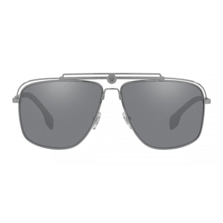 Versace Aviator Full Rim, with a Gunmetal frame and Light Grey Mirrored Black lens.