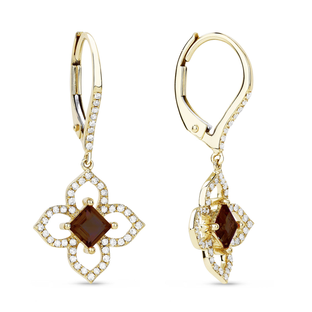 Earrings - 4mm 0.84ct Garnet Drop/Dangle Earrings in 14K Yellow Gold - E1323GAY - Ask Me Wear