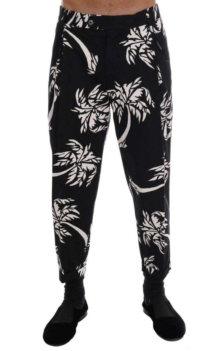Dolce &amp; Gabbana Sample Sale Dolce &amp; Gabbana Black Tree Cotton Stretch Pants - | Designer outlet