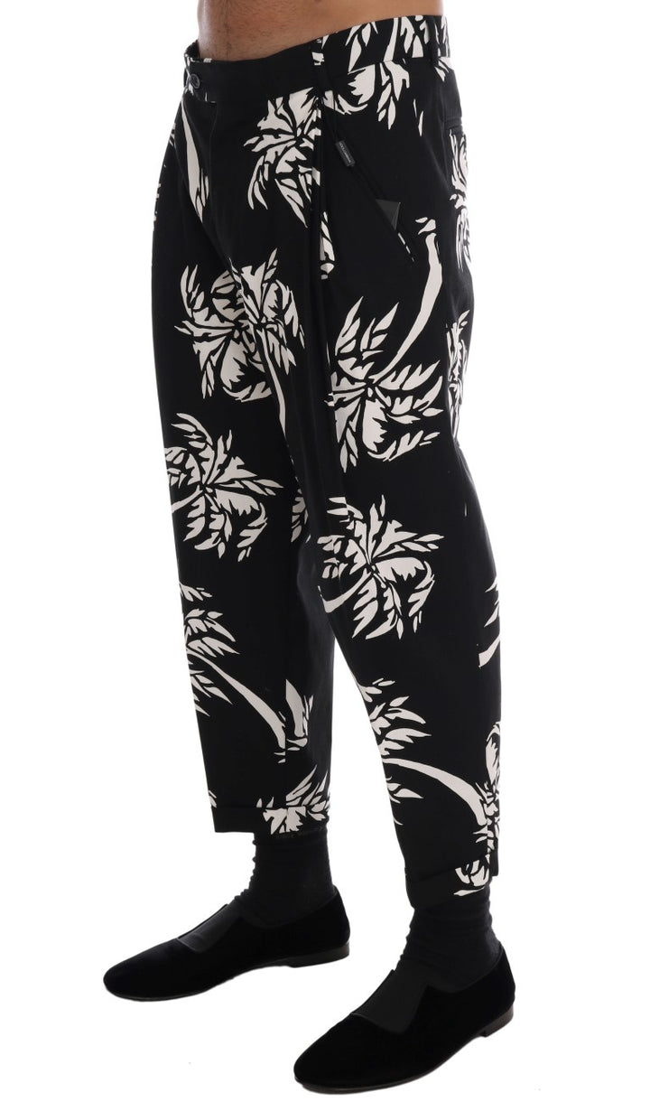Dolce &amp; Gabbana Sample Sale Dolce &amp; Gabbana Black Tree Cotton Stretch Pants - | Designer outlet