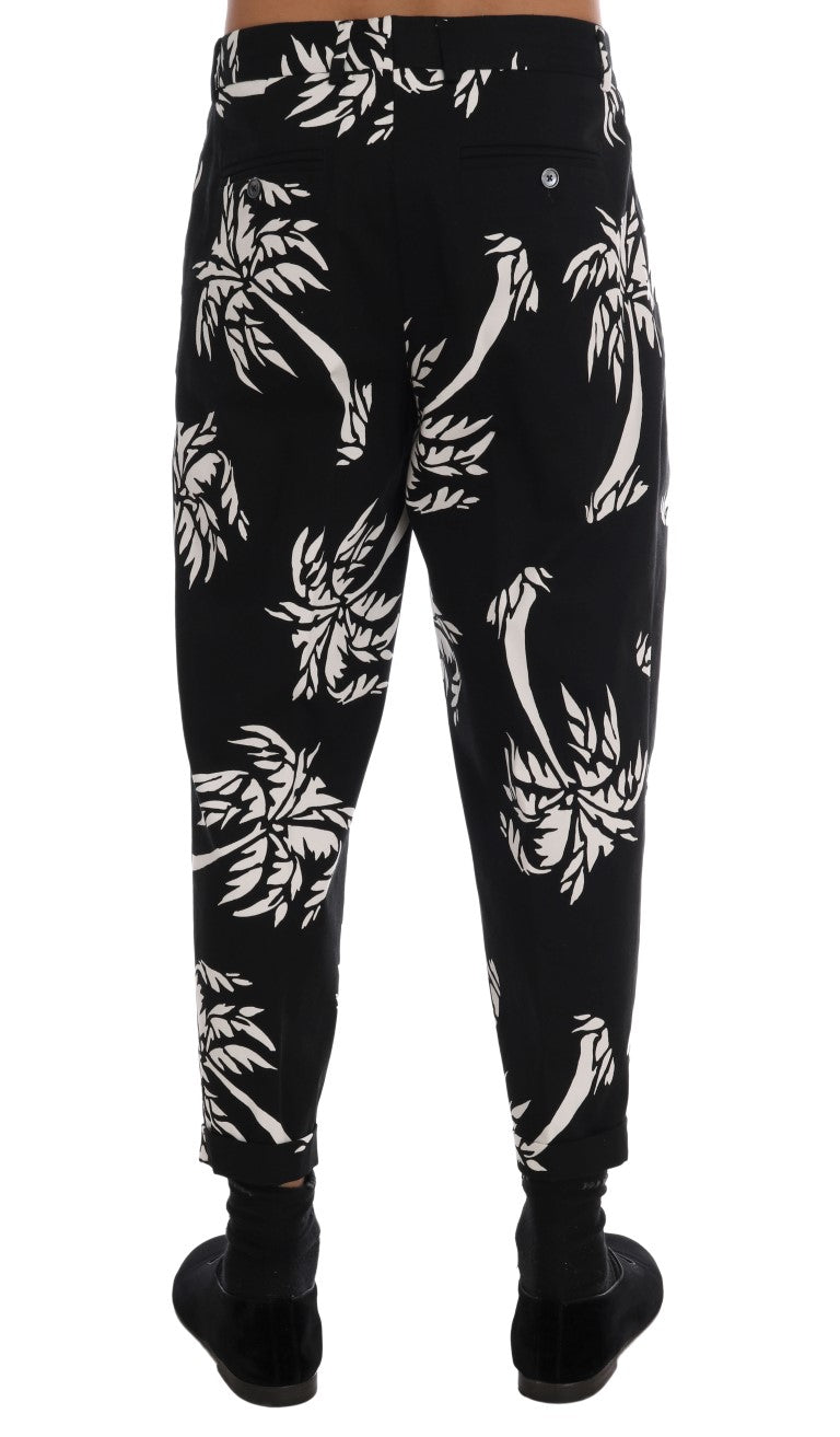 Dolce &amp; Gabbana Sample Sale Dolce &amp; Gabbana Black Tree Cotton Stretch Pants - | Designer outlet