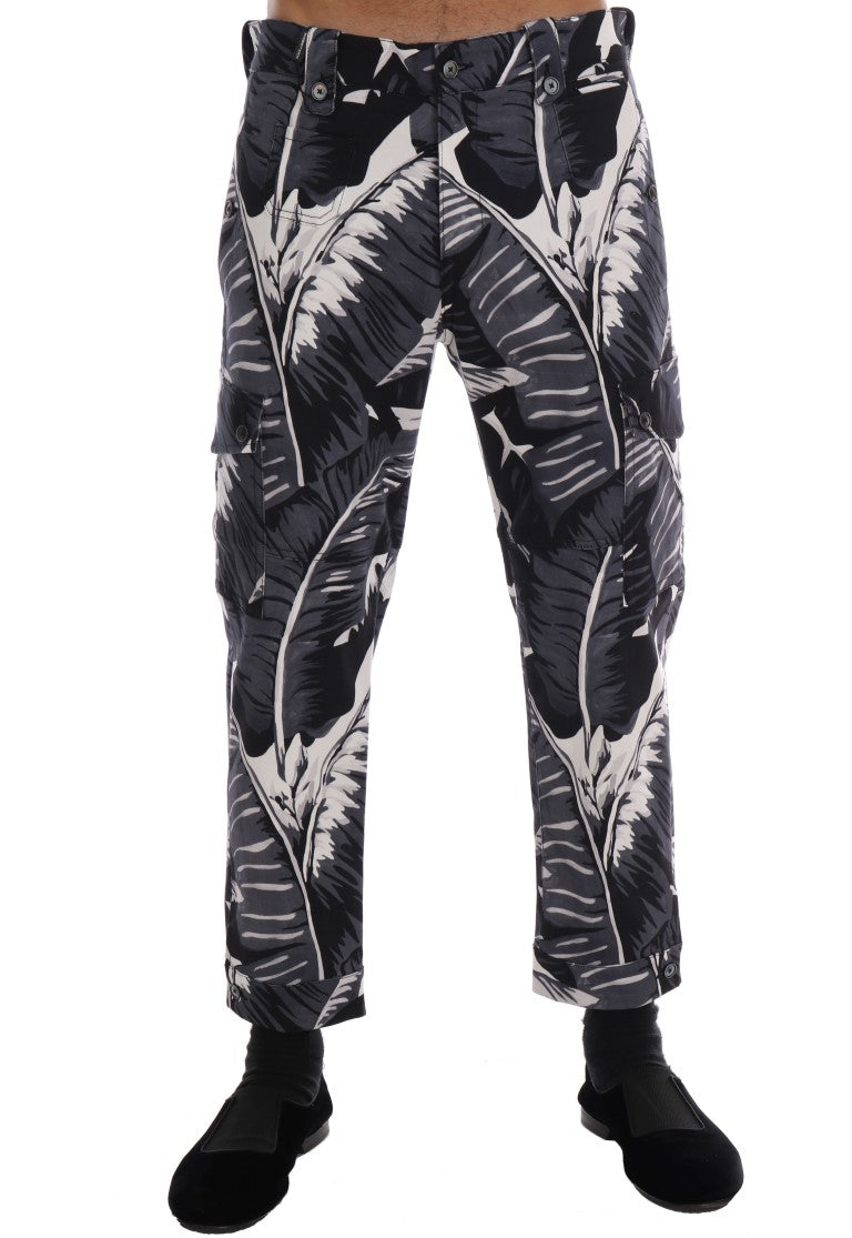 Dolce &amp; Gabbana Sample Sale Dolce &amp; Gabbana Gray Banana Leaf Cotton Pants - | Designer outlet