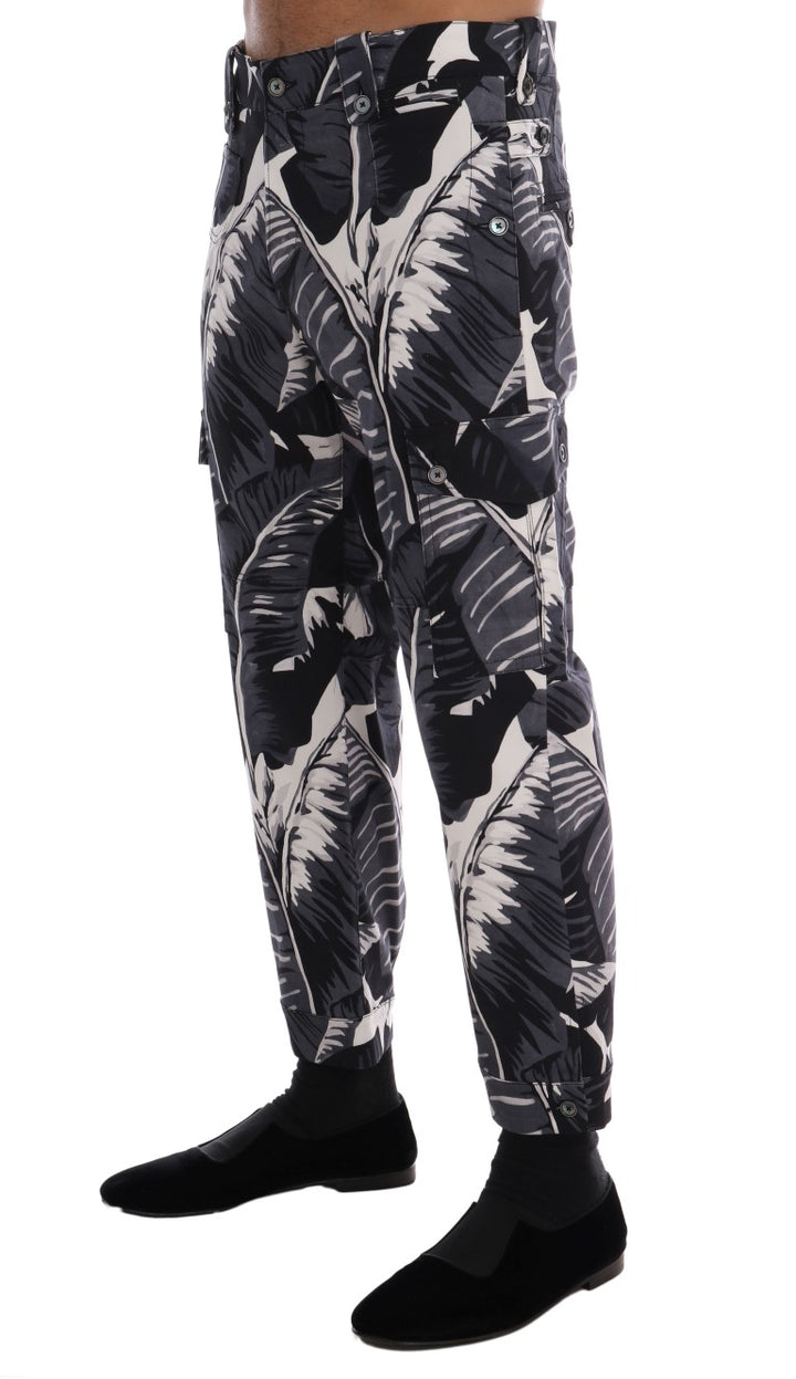 Dolce &amp; Gabbana Sample Sale Dolce &amp; Gabbana Gray Banana Leaf Cotton Pants - | Designer outlet