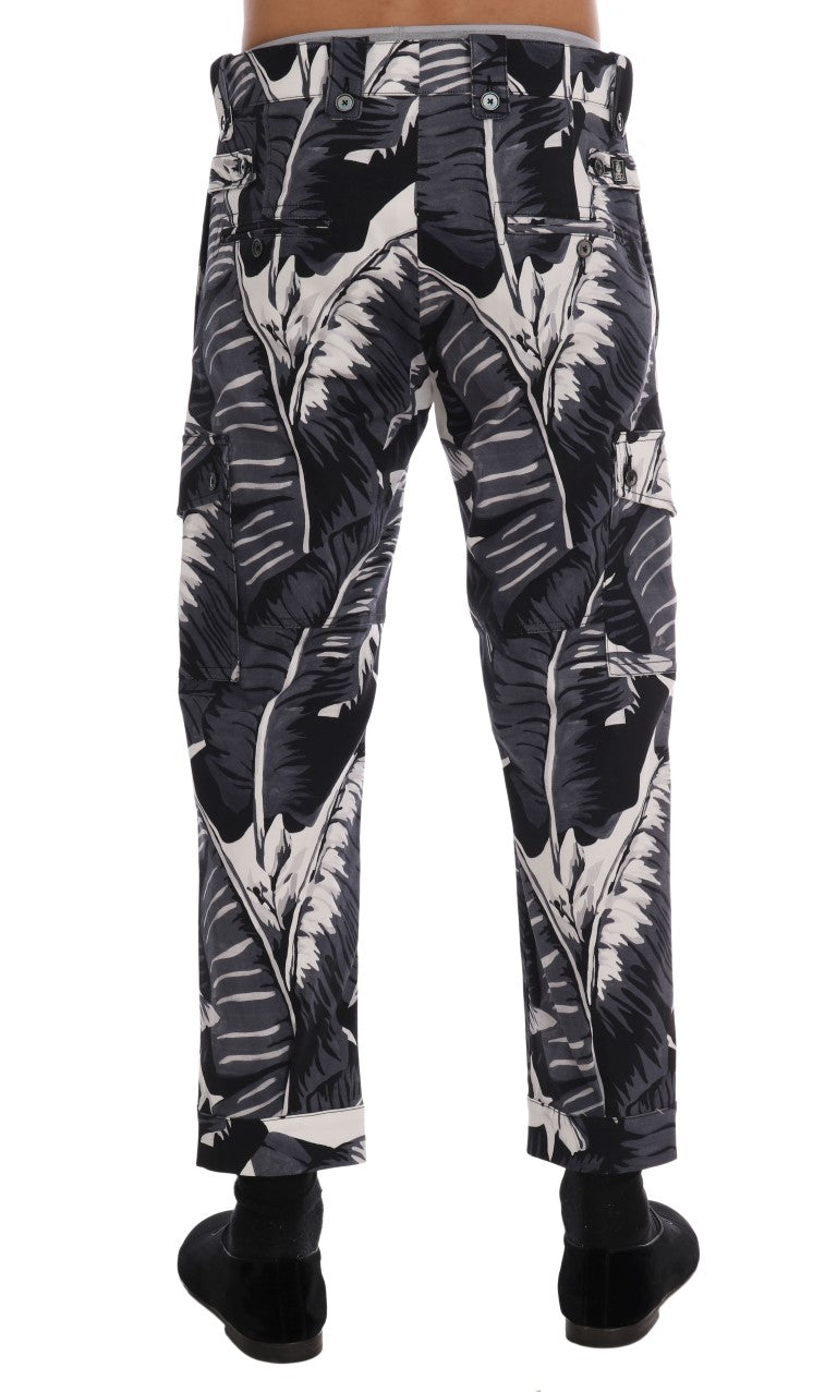 Dolce &amp; Gabbana Sample Sale Dolce &amp; Gabbana Gray Banana Leaf Cotton Pants - | Designer outlet