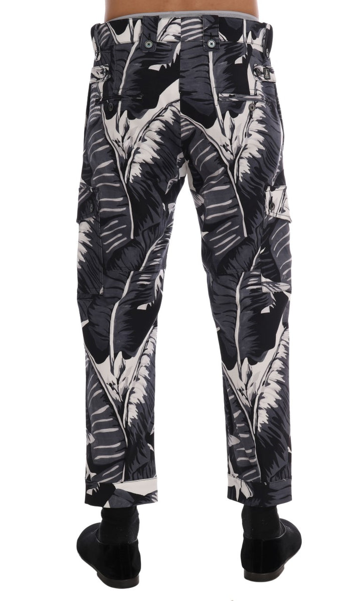 Dolce &amp; Gabbana Sample Sale Dolce &amp; Gabbana Gray Banana Leaf Cotton Pants - | Designer outlet