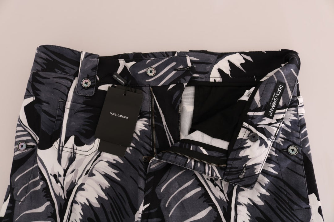 Dolce &amp; Gabbana Sample Sale Dolce &amp; Gabbana Gray Banana Leaf Cotton Pants - | Designer outlet