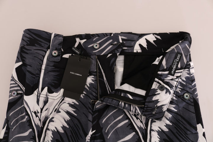 Dolce &amp; Gabbana Sample Sale Dolce &amp; Gabbana Gray Banana Leaf Cotton Pants - | Designer outlet
