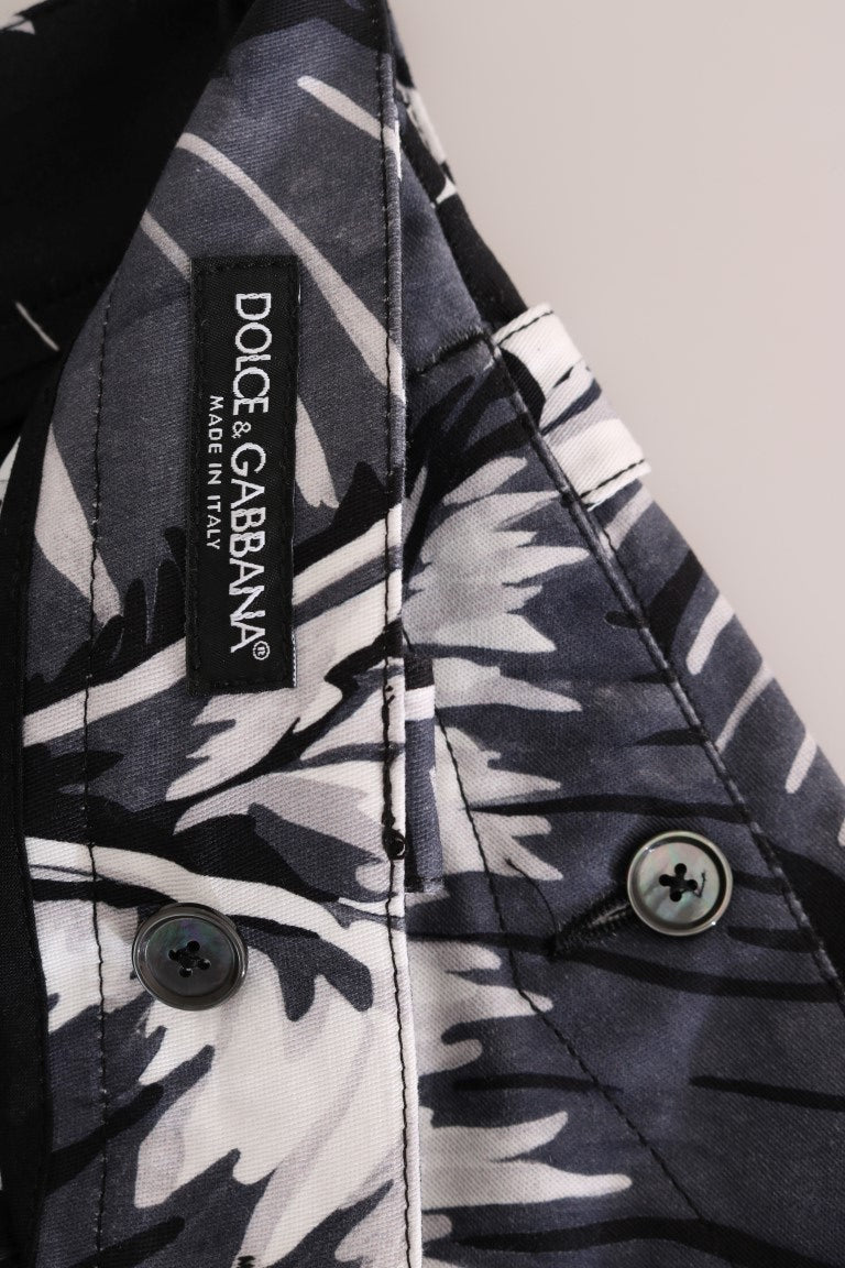 Dolce &amp; Gabbana Sample Sale Dolce &amp; Gabbana Gray Banana Leaf Cotton Pants - | Designer outlet