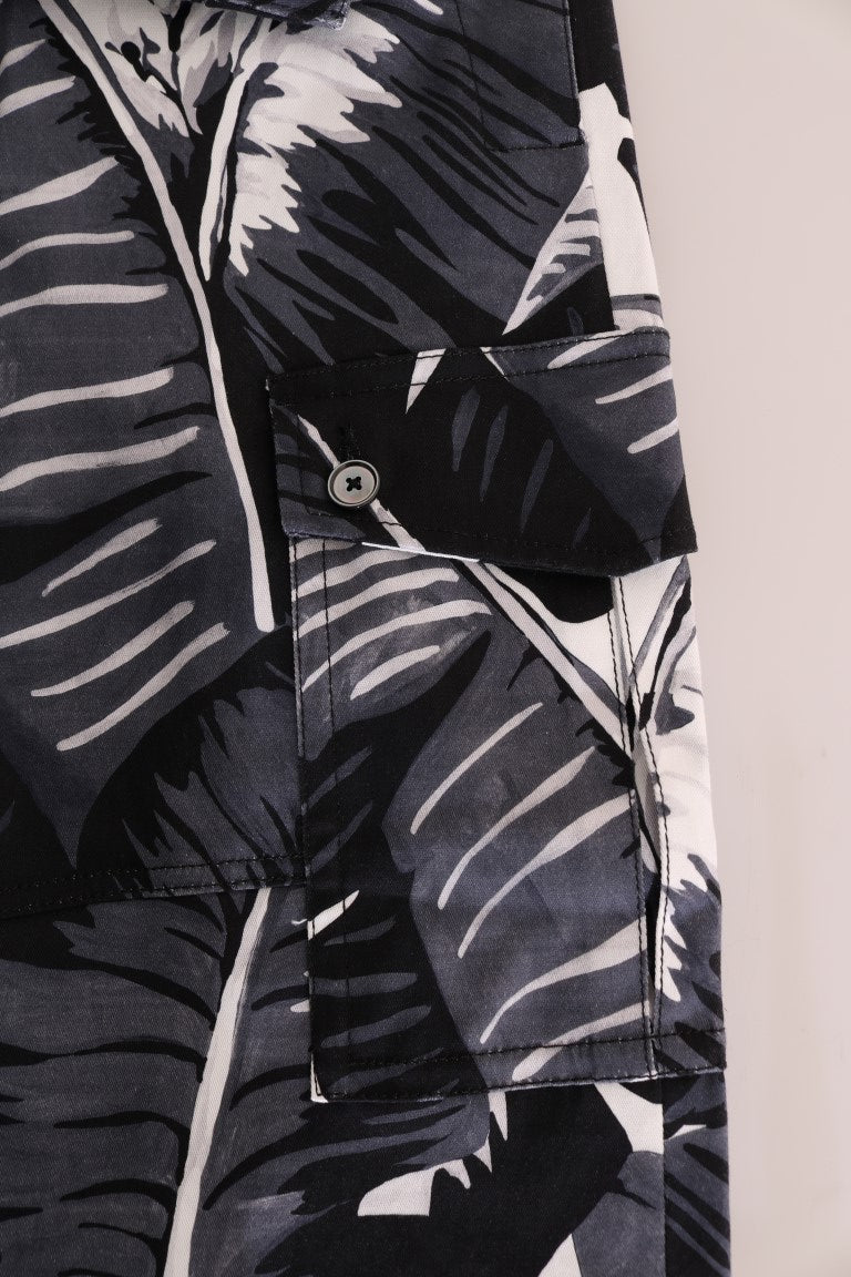 Dolce &amp; Gabbana Sample Sale Dolce &amp; Gabbana Gray Banana Leaf Cotton Pants - | Designer outlet