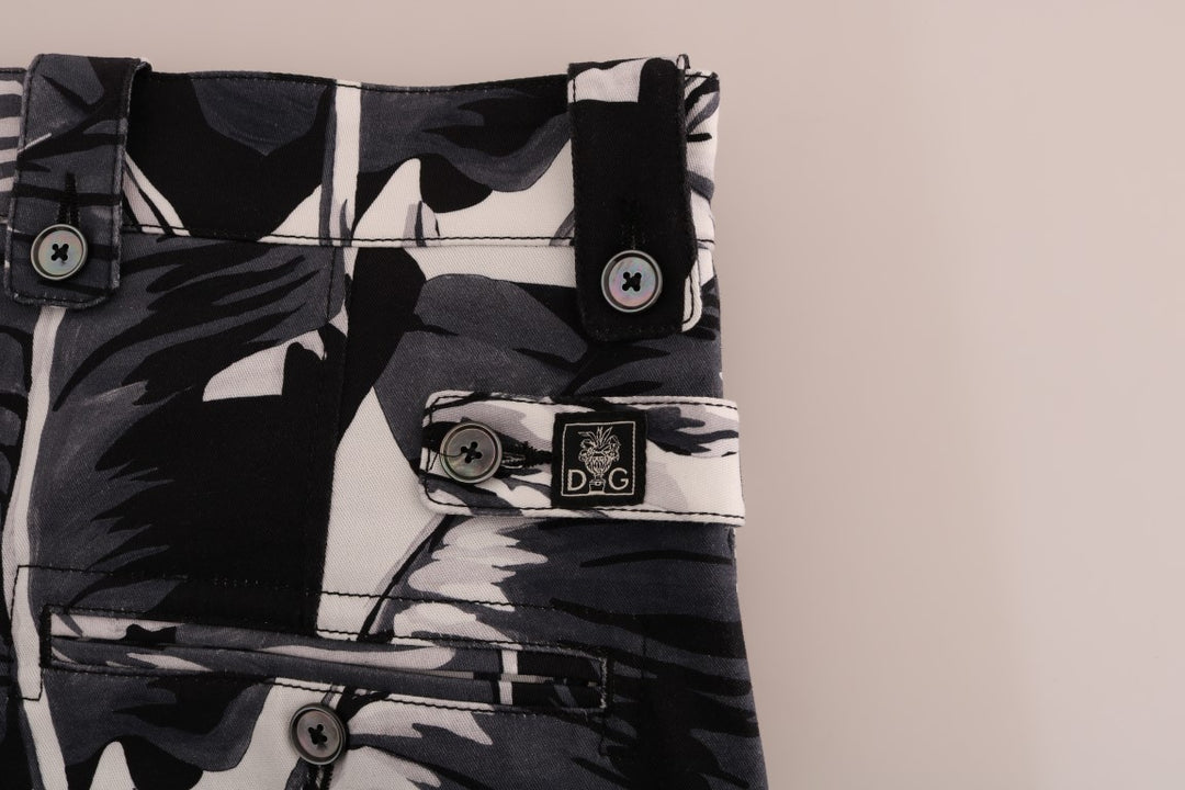 Dolce &amp; Gabbana Sample Sale Dolce &amp; Gabbana Gray Banana Leaf Cotton Pants - | Designer outlet