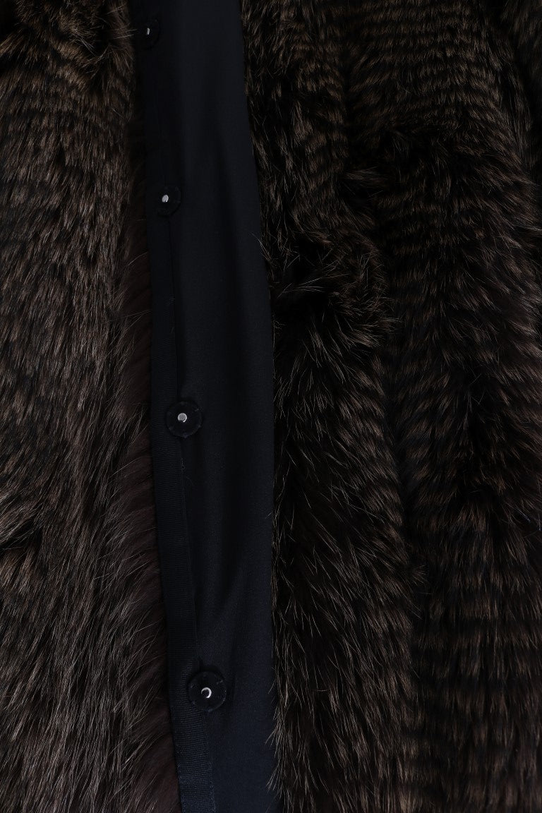 Dolce & Gabbana - Dolce & Gabbana Elegant Brown Raccoon Fur Knee - Length Coat - JKT1125 - 1 - Ask Me Wear