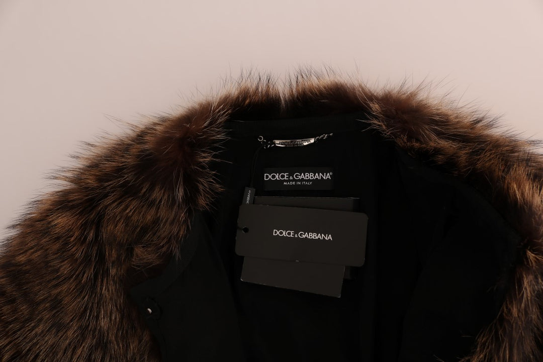 Dolce & Gabbana - Dolce & Gabbana Elegant Brown Raccoon Fur Knee - Length Coat - JKT1125 - 1 - Ask Me Wear