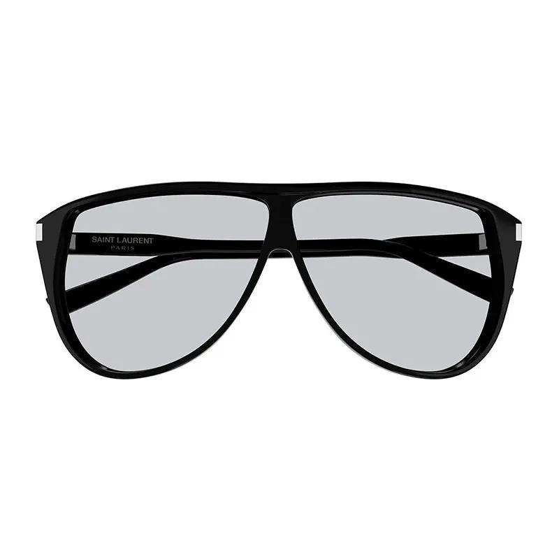 Saint Laurent Sunglasses Aviator Full Rim, Black Frame And Light Blue Lens