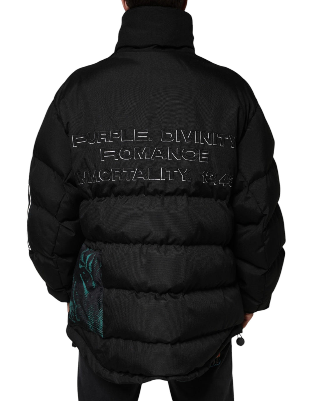 Dolce & Gabbana Black Nylon Puffer Men Full Zip Jacket