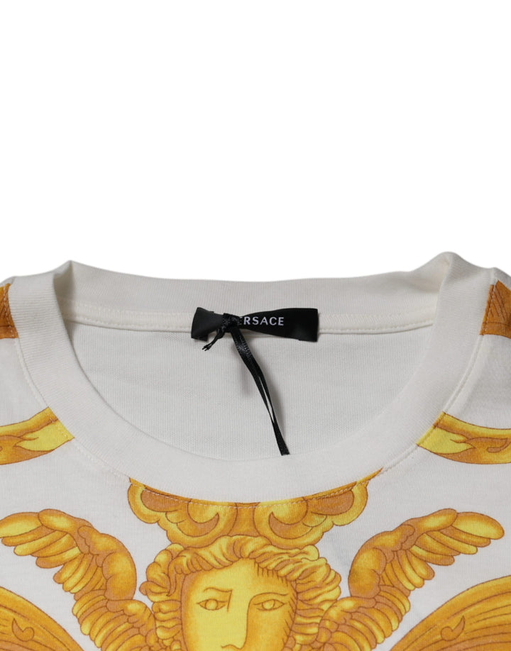 Versace Sample Sale Versace White Medusa Print Cotton Crew Neck T-shirt - | Designer outlet