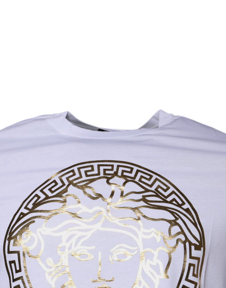 Versace Sample Sale Versace White Medusa Print Cotton Crew Neck T-shirt - | Designer outlet