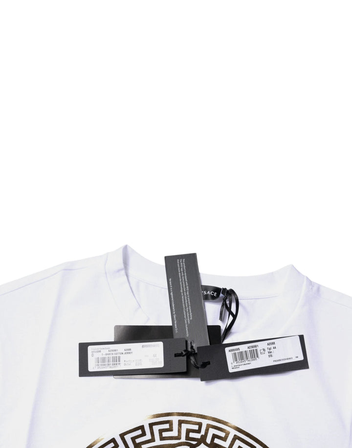 Versace Sample Sale Versace White Medusa Print Cotton Crew Neck T-shirt - | Designer outlet