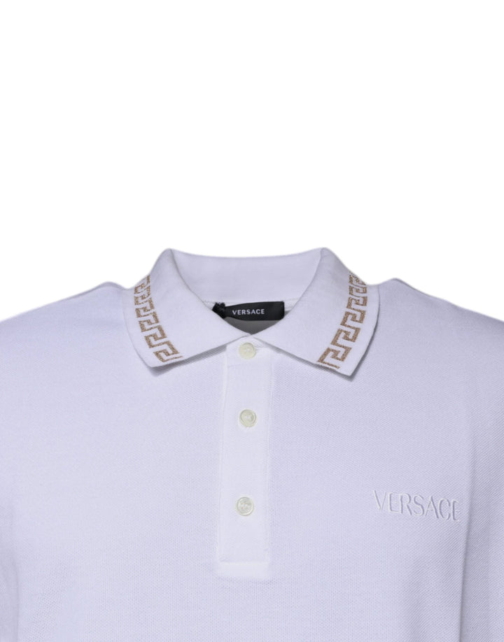 Versace Sample Sale Versace White Viscose Collared Men Polo Short Sleeves T-shirt - | Designer outlet