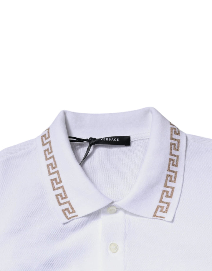 Versace Sample Sale Versace White Viscose Collared Men Polo Short Sleeves T-shirt - | Designer outlet