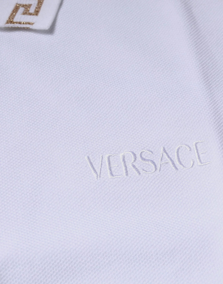 Versace Sample Sale Versace White Viscose Collared Men Polo Short Sleeves T-shirt - | Designer outlet
