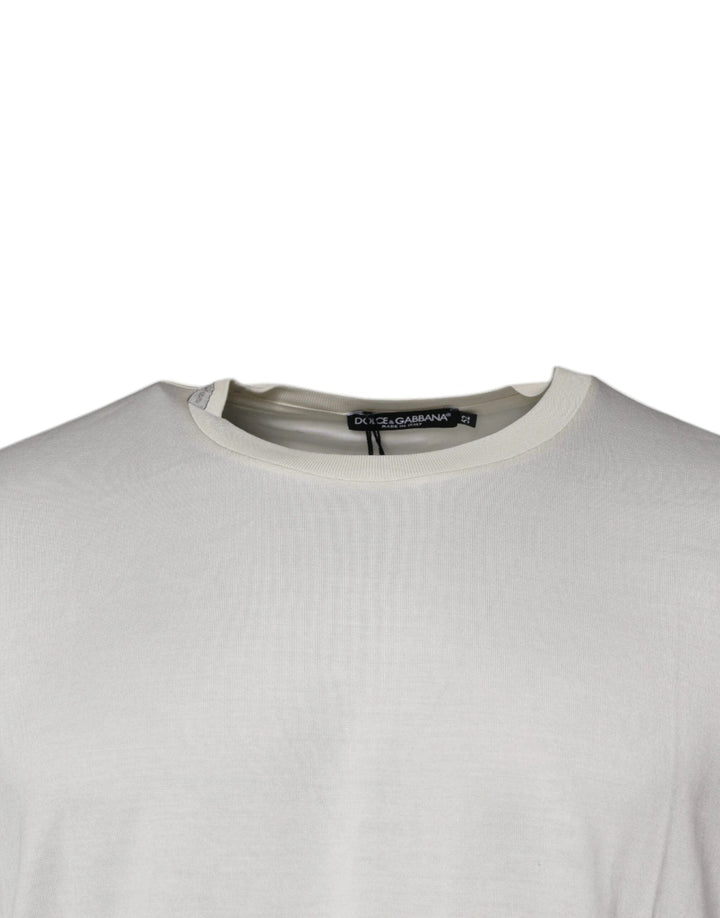Dolce &amp; Gabbana Sample Sale Dolce &amp; Gabbana Off White Crew Neck Short Sleeve T-shirt - | Designer outlet