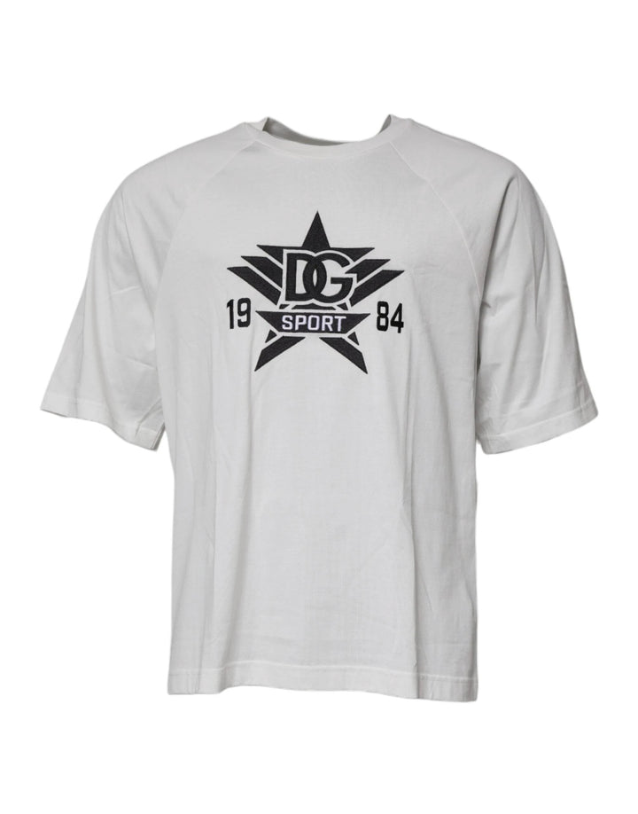 Dolce &amp; Gabbana Sample Sale Dolce &amp; Gabbana White DG Sport Crew Neck Short Sleeve T-shirt - | Designer outlet