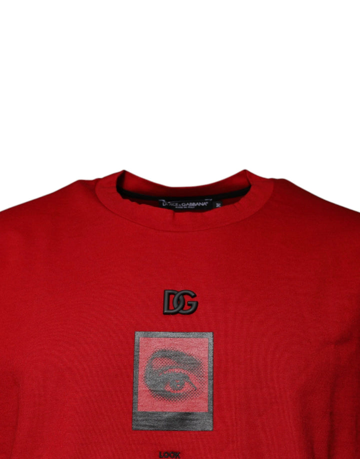 Dolce &amp; Gabbana Red DG Eye Cotton Crew Neck T-shirt by Dolce &amp; Gabbana outlet now on sale
