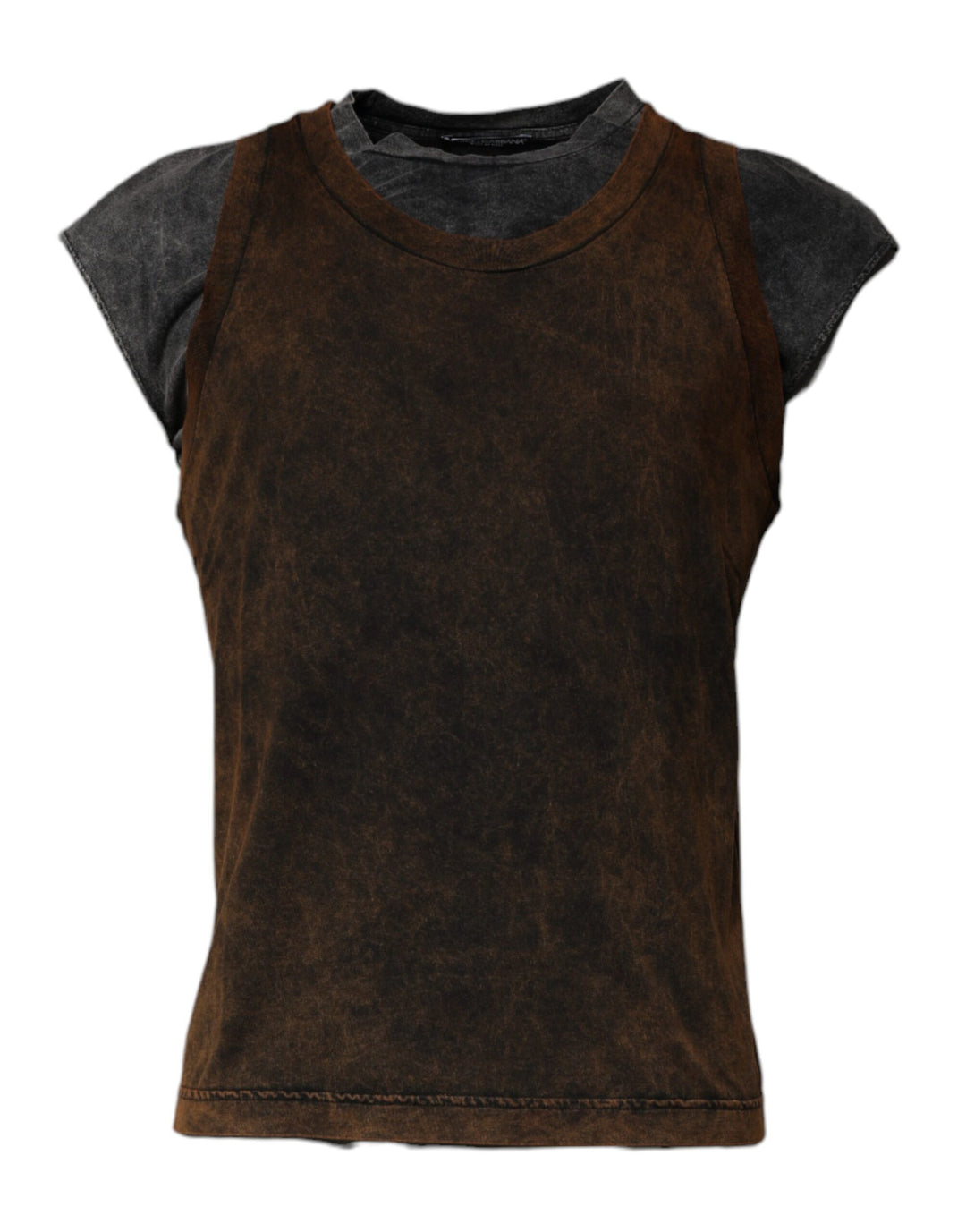 Dolce &amp; Gabbana Sample Sale Dolce &amp; Gabbana Brown Cotton Round Neck Sleeveless T-shirt - | Designer outlet