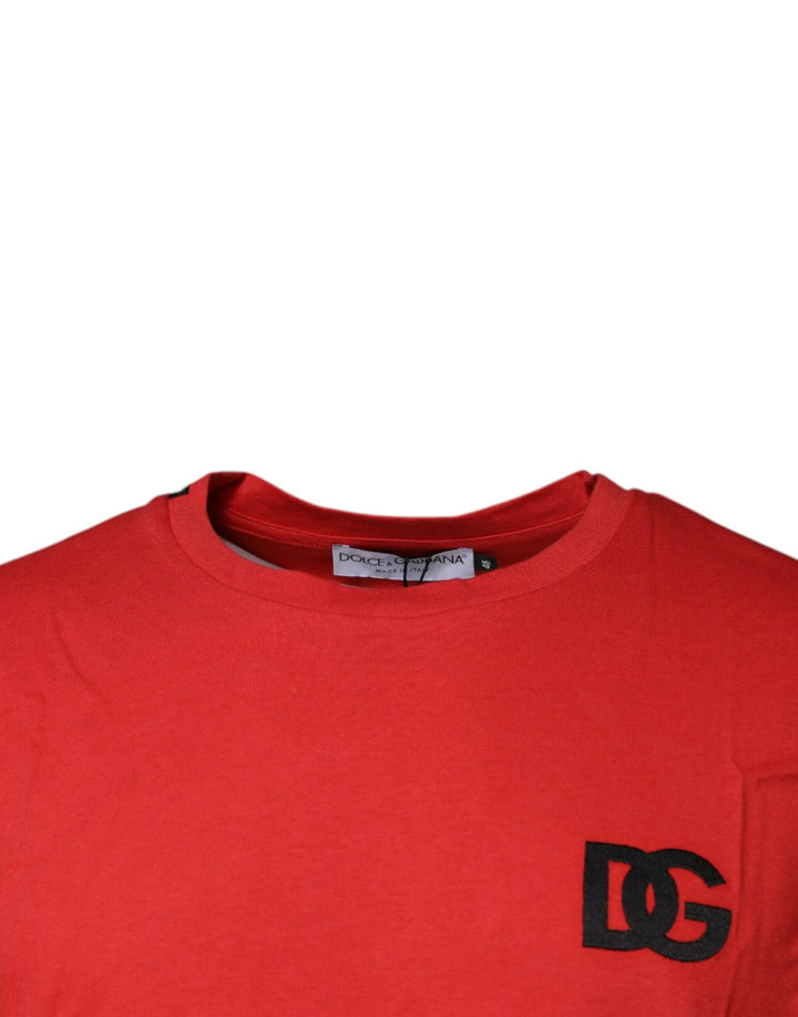 Dolce &amp; Gabbana Sample Sale Dolce &amp; Gabbana Red DG Logo Cotton Crew Neck T-shirt - | Designer outlet