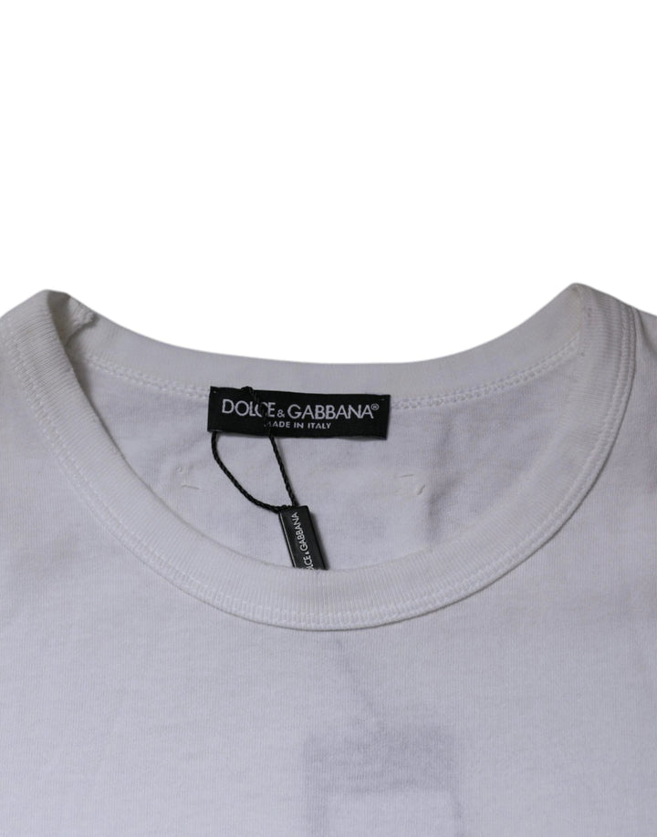 Dolce &amp; Gabbana Sample Sale Dolce &amp; Gabbana White Stripes Crew Neck Short Sleeves T-shirt - | Designer outlet