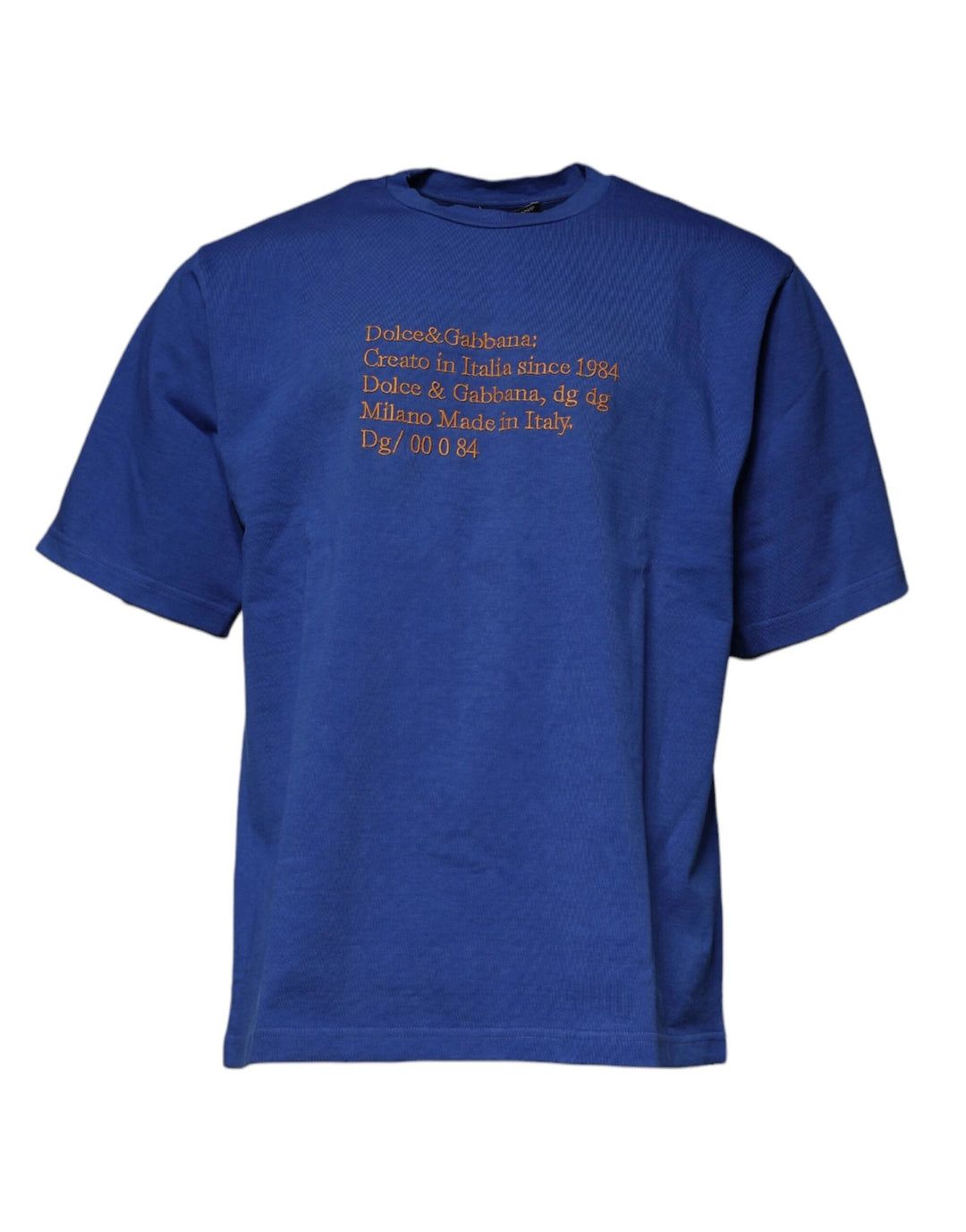 Dolce &amp; Gabbana Blue Graphic Print Cotton Crew Neck T-shirt by Dolce &amp; Gabbana outlet now on sale