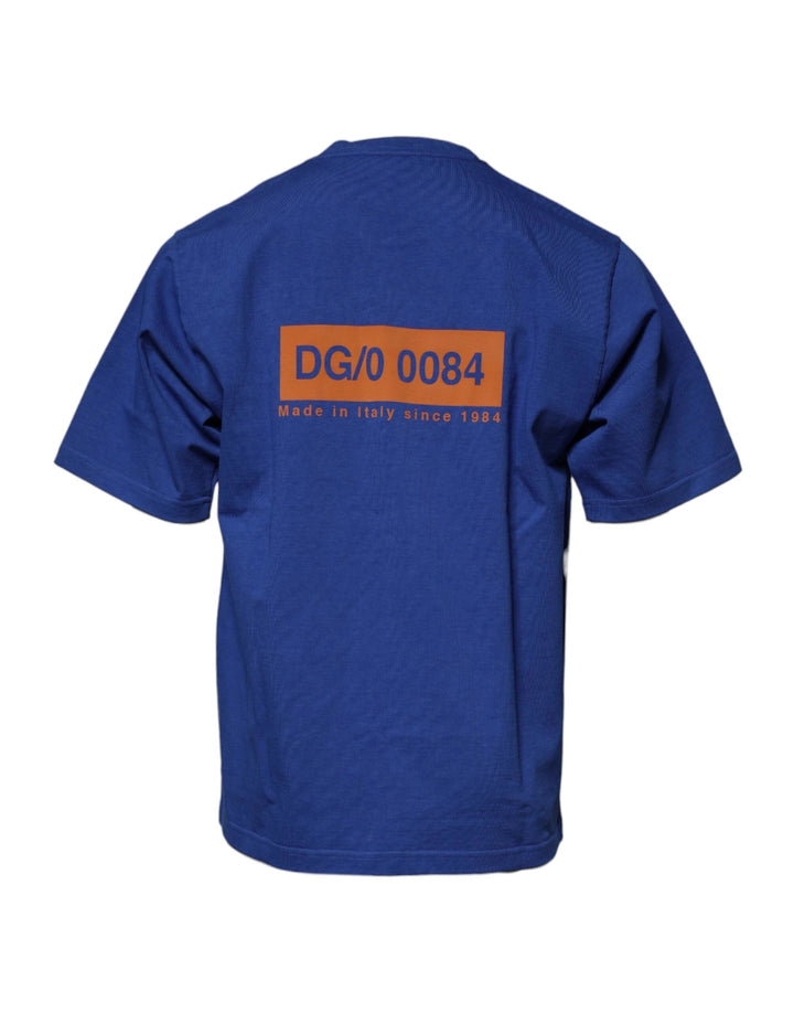 Dolce &amp; Gabbana Blue Graphic Print Cotton Crew Neck T-shirt by Dolce &amp; Gabbana outlet now on sale