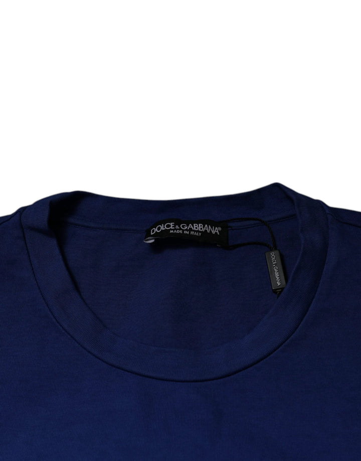 Dolce &amp; Gabbana Blue Graphic Print Cotton Crew Neck T-shirt by Dolce &amp; Gabbana outlet now on sale