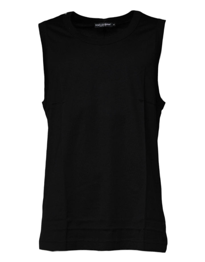 Dolce &amp; Gabbana Black Cotton Round Neck Sleeveless T-shirt by Dolce &amp; Gabbana outlet now on sale